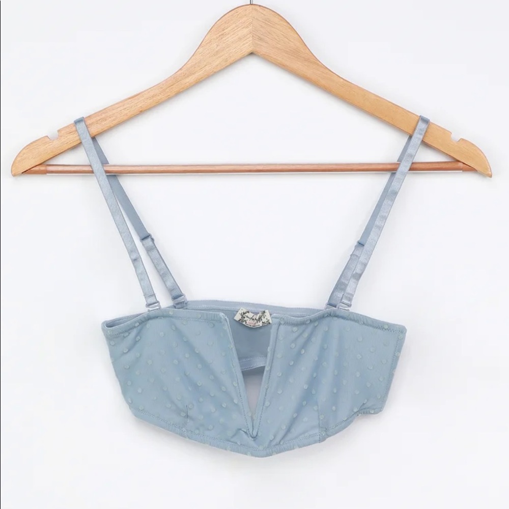 Free People Sierra Bandeau Bra | Convertible | Swiss Dot Blue | Strapless